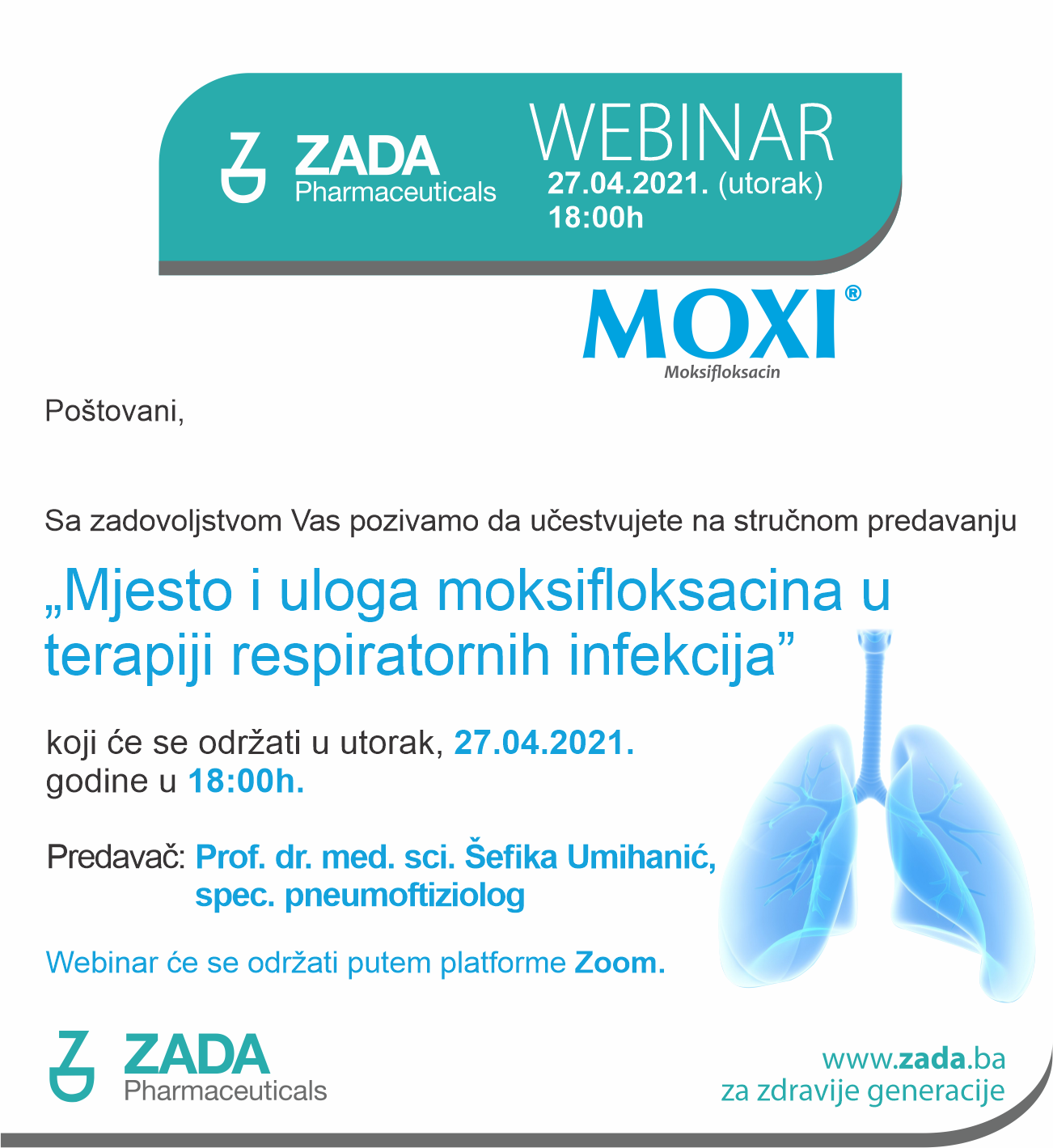 Webinar na temu: „Mjesto i uloga moksifloksacina u terapiji respiratornih infekcija“